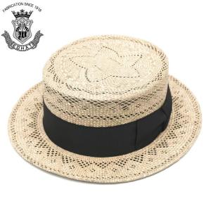カンカン帽 メンズ 夏 ストローハット 大きいサイズ EDHAT エドハット ストローハット ベージュ×ブラウン 日本製 送料無料