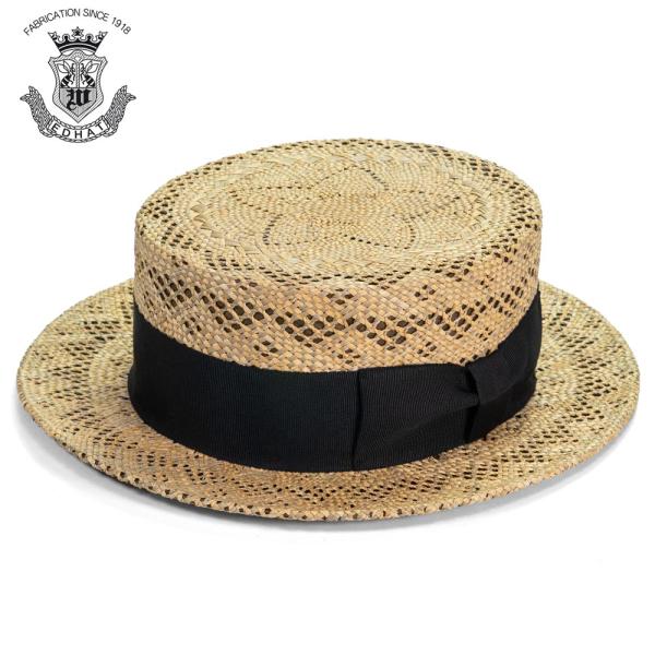 カンカン帽 メンズ 夏 ストローハット 大きいサイズ ボーターハット天然草 EDHAT エドハット ...