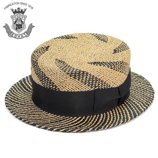 カンカン帽 メンズ 夏 ストローハット 大きいサイズ ボーターハット天然草 EDHAT エドハット ...