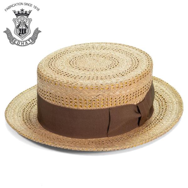 カンカン帽 メンズ 夏 ストローハット 大きいサイズ ボーターハット天然草 EDHAT エドハット ...