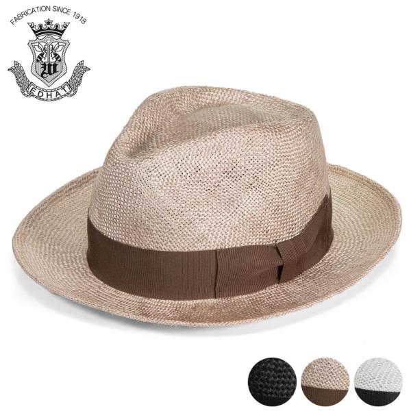 ハット 春夏 ストローハット メンズ レディース 帽子 中折れハット フェドラ EDHAT エドハッ...