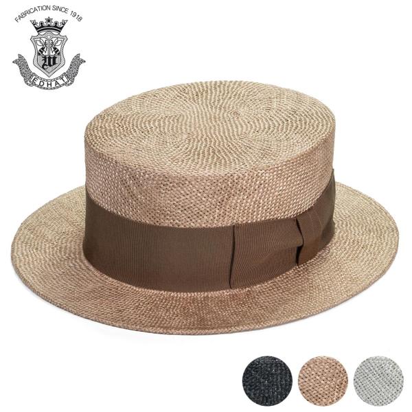 カンカン帽 メンズ 夏 ストローハット 大きいサイズ ボーターハット天然草 ケンマ草 EDHAT エ...