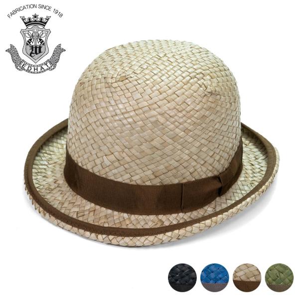 ボーラーハット メンズ 春夏　ストローハット 帽子 EDHAT エドハット ダービーハット 山高帽子...