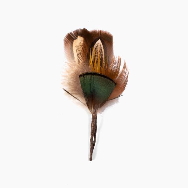 メール便対応 帽子 ハット用 羽飾り ブラック×グリーン メンズ レディース 天然 鳥 羽根 フェザ...