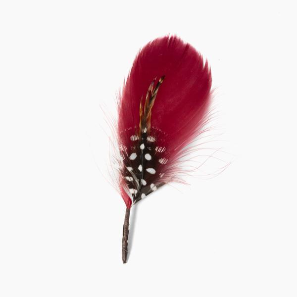 ハット用 羽根飾り フェザー 帽子アクセサリー 差し込みタイプ ワインレッド 日本製 S-1074