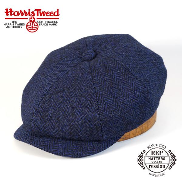 キャスケット ハンチング メンズ ウール HarrisTweed ハリスツイード ヘリンボーン ネイ...