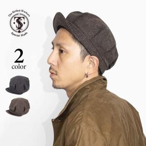 SKILLED WORKERS ブラックシャンブレー 8パネルキャスケットハンチング