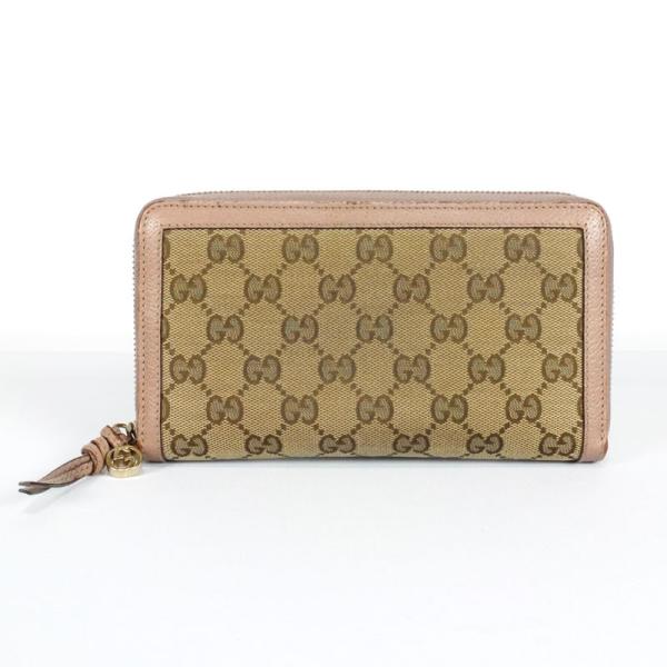 グッチ GUCCI　ラウンドファスナー長財布　323397　GGキャンバス　レザー　ベージュ　ピンク...