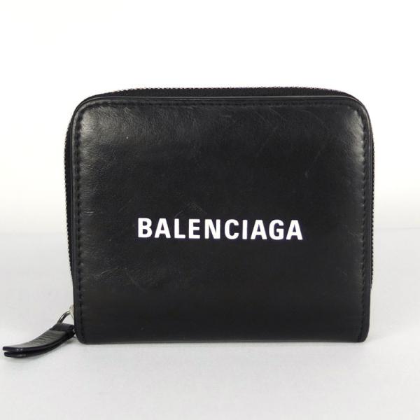 バレンシアガ BALENCIAGA コンパクトウォレット 551933　二つ折り財布　ブラック　レザ...