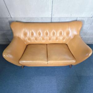 【中古】レザー 2人掛けソファー ワイドソファ...の詳細画像5