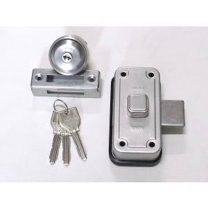 PR LA,DA取替用シリンダーとNDZ-1面付補助錠 同一仕様 ステン色 扉厚33