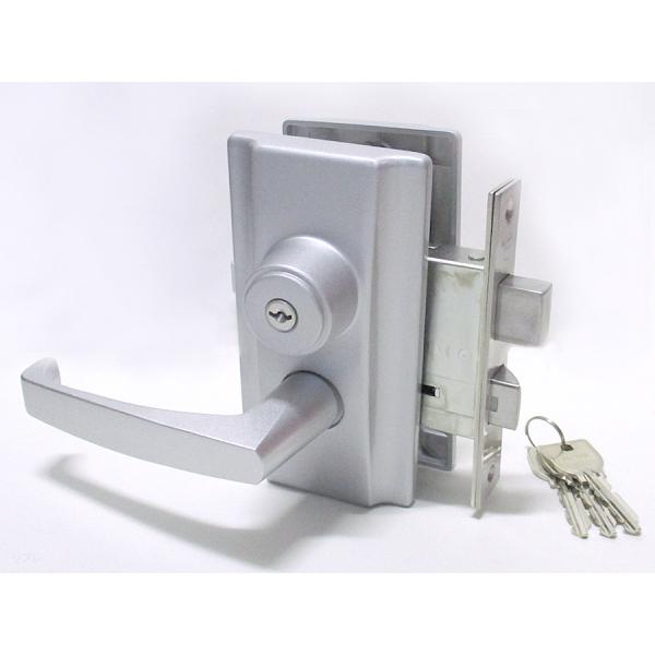 ミワロック製インテグラル錠 レバーハンドルタイプ U9-HL20-1 64×40 シルバー色 ☆☆M...