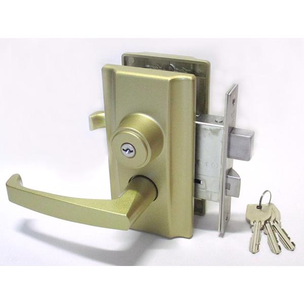 ミワロック製インテグラル錠 レバーハンドルタイプ U9-HL20-1 64×40 ゴールド色(金色)...