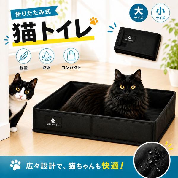猫 トイレ 折りたたみ 折り畳み 持ち運び 携帯 旅行 防災 防水 撥水 コンパクト ポータブル