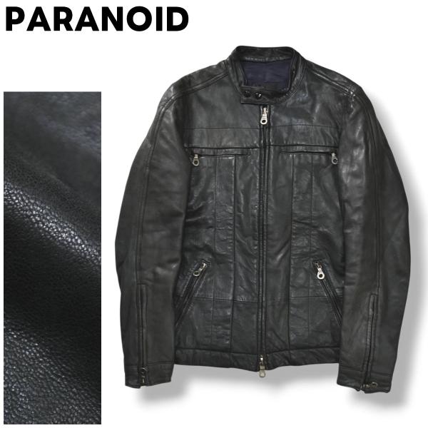 日本製 パラノイド PARANOID 羊革 シープスキン レザー シングル ライダース ジャケット ...