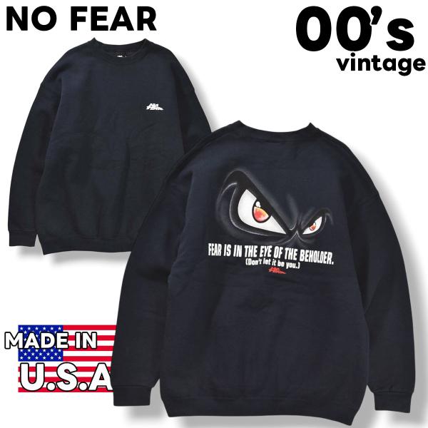 00s ヴィンテージ USA製 ノーフィア NO FEAR ロゴ プリント ヘビーウェイト スウェッ...