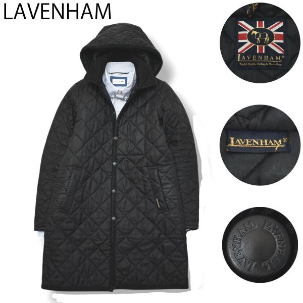 英国製 ラベンハム 中綿 フーデット キルティング コート 36 ブラック ♪