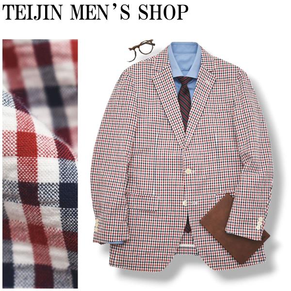 テイジンメンズショップ TEIJIN MEN’S SHOP シアサッカー ギンガムチェック シングル...