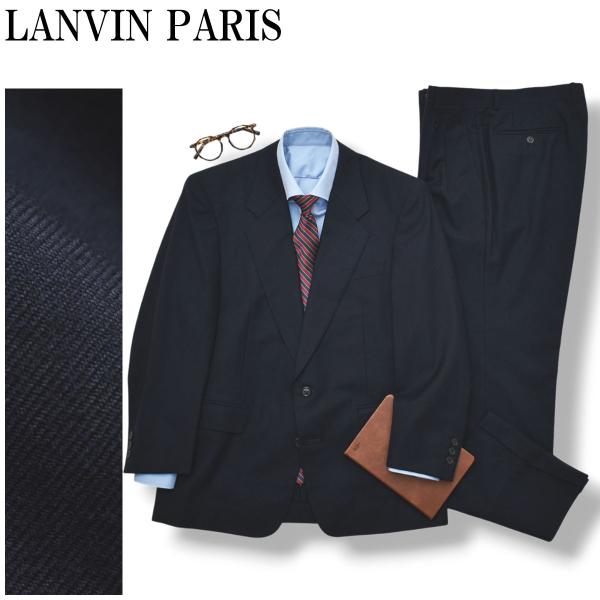 ランバン LANVIN PARIS ネイビーソリッド シングル 2B スーツ セットアップ 上下 テ...