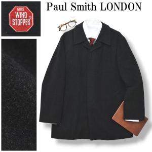 ポールスミス ロンドン Paul Smith LONDON GORE WINDS TOPPER ゴアウィンドストッパー カシミヤ混ウール ハーフ ステンカラーコート M ブラック メンズ