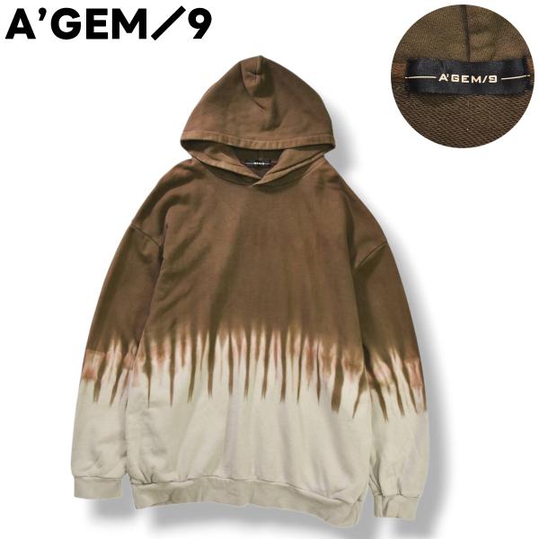 エージェムナイン AGEM／9  ツートンカラー プルオーバー フーディー パーカー ビッグシルエッ...