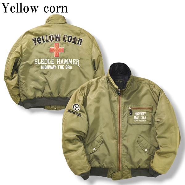 90s00sヴィンテージ イエローコーン Yellow corn MA-1 タイプ ナイロン ライダ...