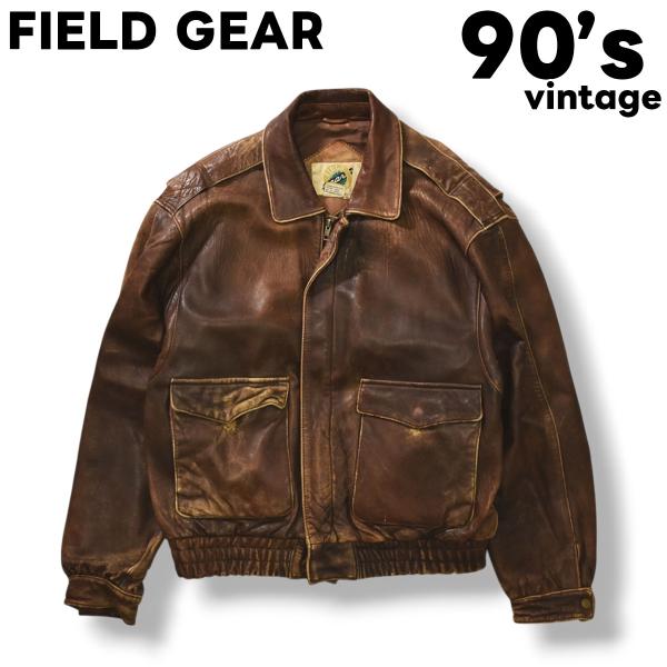 90s ヴィンテージ フィールドギア FIELD GEAR A−2 TYPE 牛革 本革 レザー ジ...