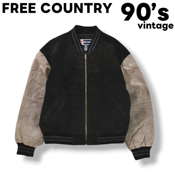 90s ヴィンテージ フリーカントリー FREE COUNTRY スエード レザー スタジャン スタ...