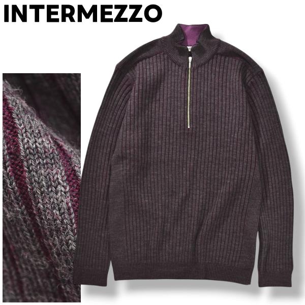 インターメッツォ INTERMEZZO  ハーフジップ ウール ニット セーター プルオーバー モッ...