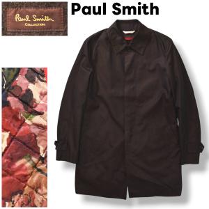 ポールスミス コレクション Paul Smith COLLECTION ステンカラー コート 比翼 総裏地 ウール x 中綿 キルティング ライナー S 玉虫 ブラウン メンズ