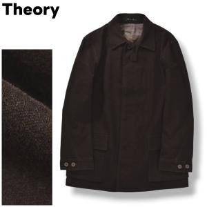 日本製 セオリー Theory モールスキン ステンカラー コート ノーベント 総裏地 比翼 無地 プレーン 42 ブラウン メンズ