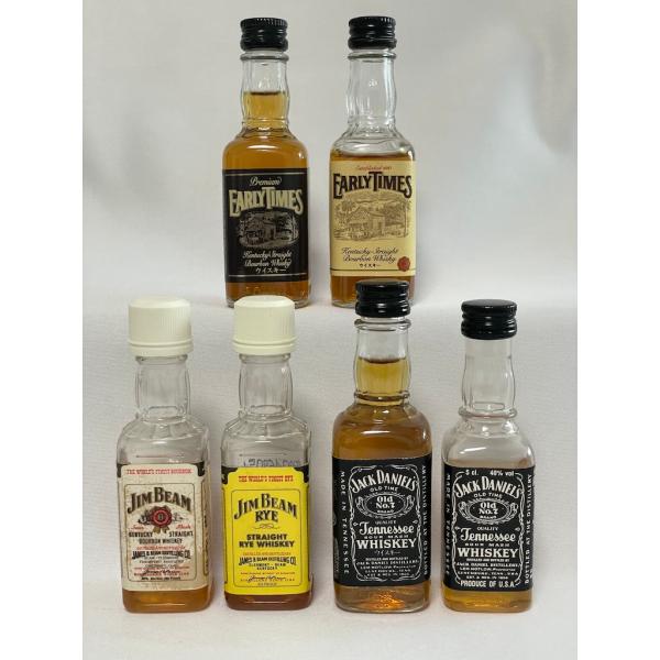 古酒 未開栓 ☆バーボン ミニボトル 6本セット★アーリータイムズ プレミアム 43％★ジンビーム ...
