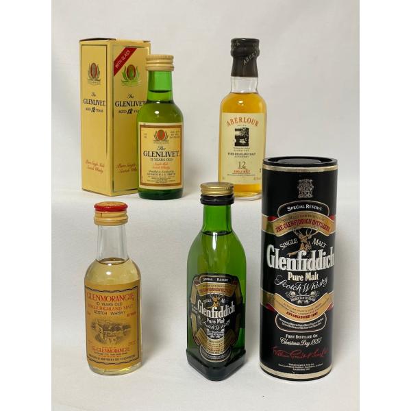 古酒 未開栓 シングルモルト ミニボトル 4本セット☆アベラワー12年☆グレンリベット12年☆グレン...
