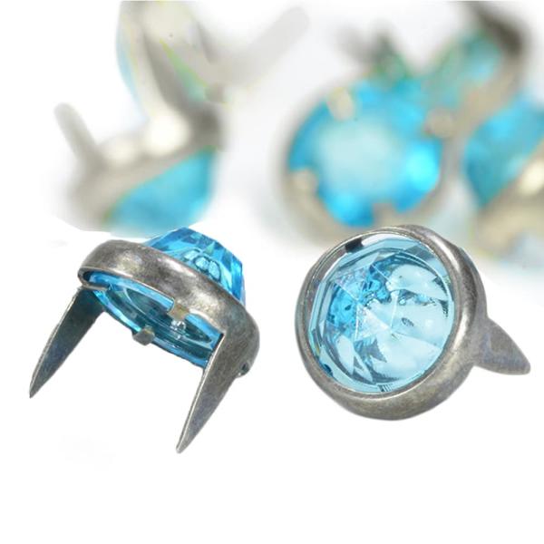 ラウンドスタッズ ハンドクラフト材 ストーン付 12mm クリアライトブルー シャープトップ [ シ...