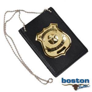 ボストンレザー バッジホルダー 4050-1 ネックチェーン付 四角