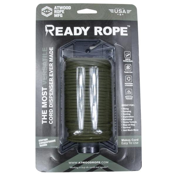 ATWOOD ROPE ロープディスペンサー Ready Rope 100ft パラコード付 オリー...