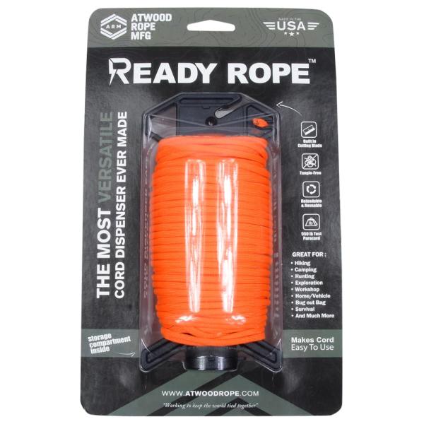 ATWOOD ROPE ロープディスペンサー Ready Rope 100ft パラコード付 ネオン...
