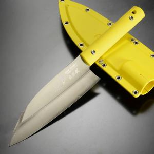 Gサカイ 出刃包丁 サビナイフ4 シャチ 両刃 イエロー H1防錆鋼 錆び