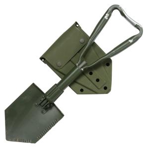 【米軍放出品】折りたたみ式シャベルと収納ケース 米軍タイプ 三つ折 スコップ ケース付き ブラック折り畳み 折畳み