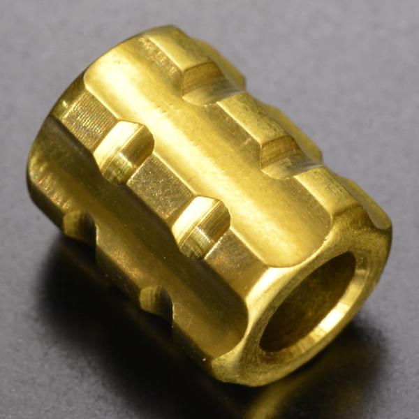 チタンビーズ 円柱形 6カット 切れ込み ナイフストラップ用 パーツ [ ゴールド ] アクセサリ ...