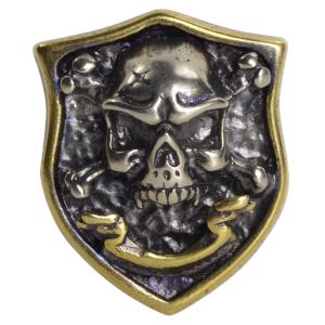 コンチョ スカルクロスボーン 真鍮 シールド型 29mm×23.5mm [ ゴールド