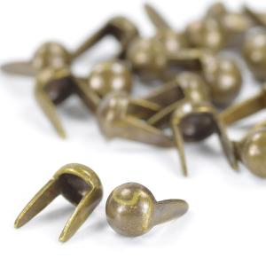 ラウンド型 スタッズ 2爪 直径3mm 高さ6mm [ アンティークブラス / 1個 ] スタッズベルト 革細工