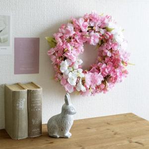 八重桜 リース ピンク ホワイト Mサイズ 造...の詳細画像1