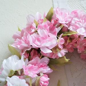八重桜 リース ピンク ホワイト Mサイズ 造...の詳細画像3
