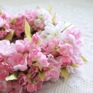 八重桜 リース ピンク ホワイト Mサイズ 造...の詳細画像4