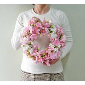 八重桜 リース ピンク ホワイト Mサイズ 造...の詳細画像5