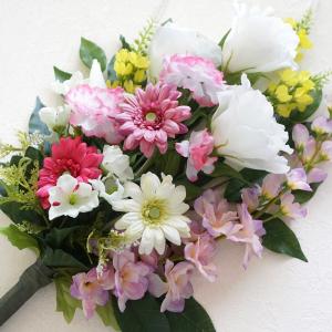 仏花 造花 一対 やさしいピンクの供花 お墓用...の詳細画像3