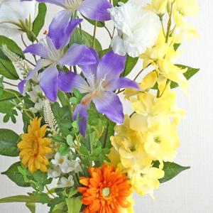 仏花 造花 紫ユリと橙黄ガーベラの供花 一対 ...の詳細画像4