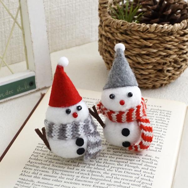 クリスマス しましまマフラー スノーマン 2種セット 雪だるま オーナメント かわいい 雑貨 装飾 ...