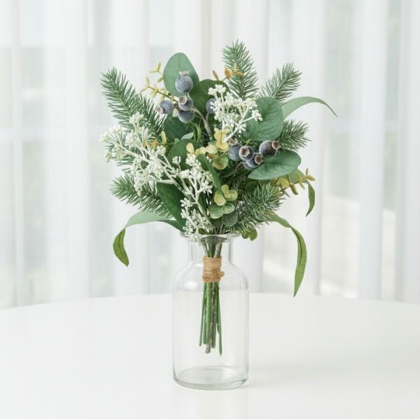 造花 ブランパインミックスバンドル 全長30cm フェイクグリーン ブーケ スワッグ ユーカリ ブル...